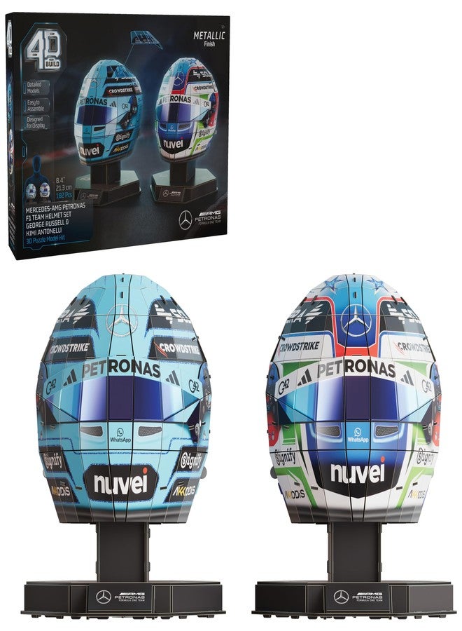 4D Build, Mercedes-AMG F1 Helmet Set 3D Puzzle Model Kit with Stands, Russell & Antonelli, Adult Puzzles, Building Toys, 182 Pieces, 3D Puzzles, Gift Ideas for Ages 12 & Up - Image 1